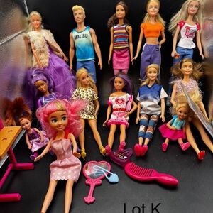 Barbie Dolls W/Ken Lot of 12 W/ Clothes Shoes Extra Accessories (Lot J ) Mattel